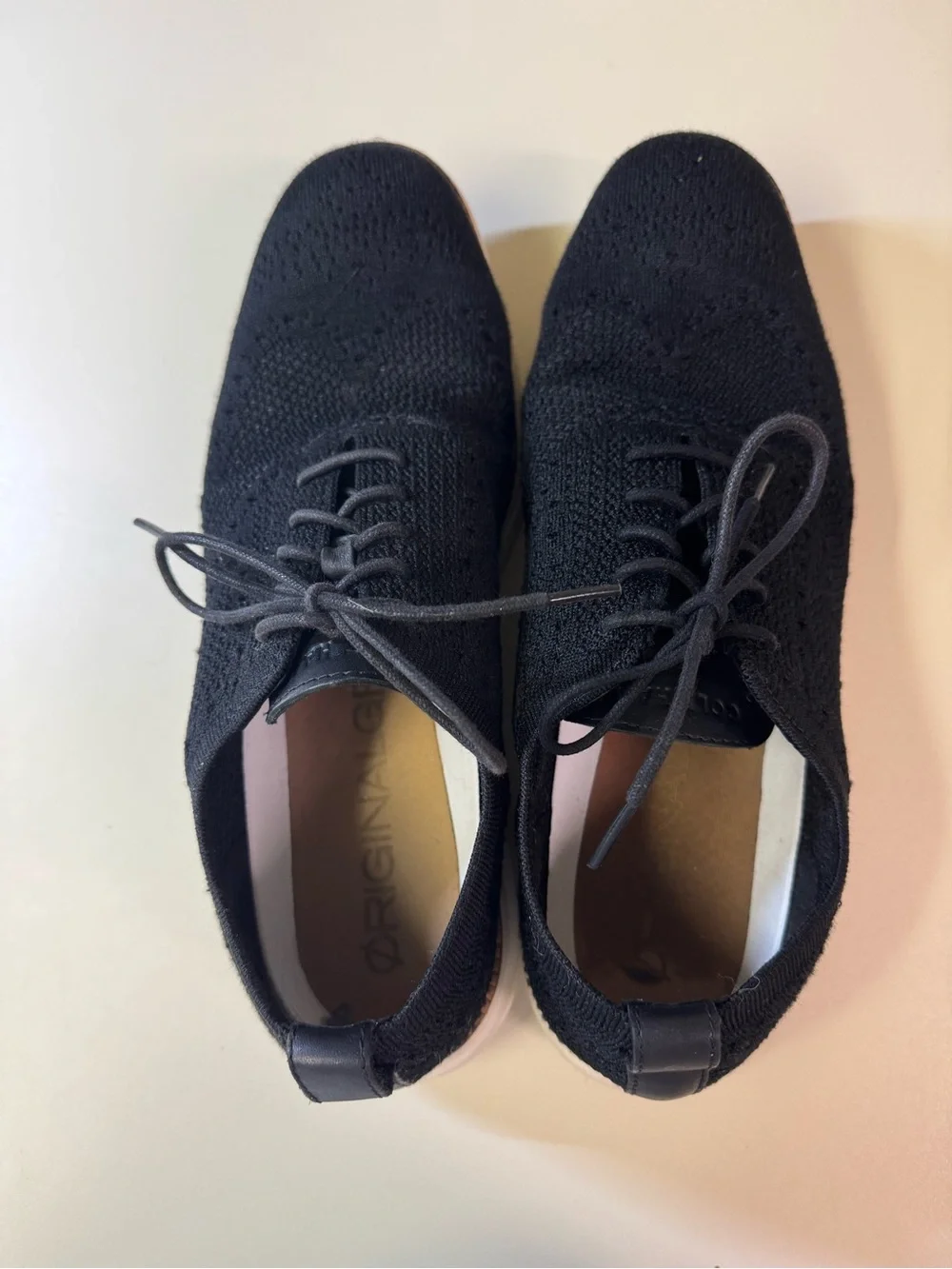 Cole Haan Black Knit Lace-Up Slip-On Sneakers